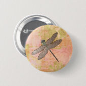 Roze onderdrukkingen Dragonfly Ronde Button 5,7 Cm (Voorkant /achterkant)