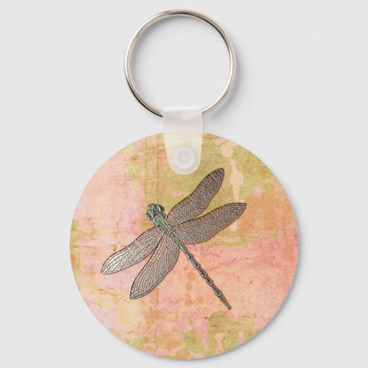 Roze onderdrukkingen Dragonfly Sleutelhanger (Voorkant)