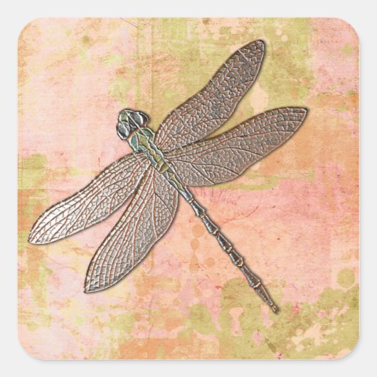 Roze onderdrukkingen Dragonfly Vierkante Sticker (Voorkant)