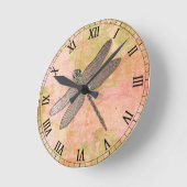 Roze onderdrukkingen Metaal Dragonfly Ronde Klok (Hoek)