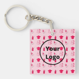 Roze onderwijspatroon sleutelhanger