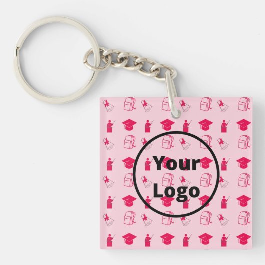 Roze onderwijspatroon sleutelhanger (voorkant)