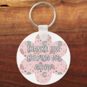 Roze Onderwijzer School Letters Patroon Sleutelhanger (Achterkant)