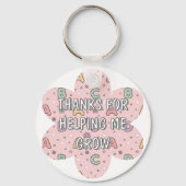 Roze Onderwijzer School Letters Patroon Sleutelhanger (Achterkant)