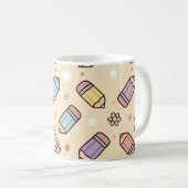 Roze Onderwijzer School Potloden Patroon Koffiemok (Voorkant rechts)