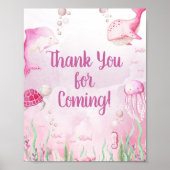 Roze Onderzee Douche Bedankt Bord Poster (Voorkant)