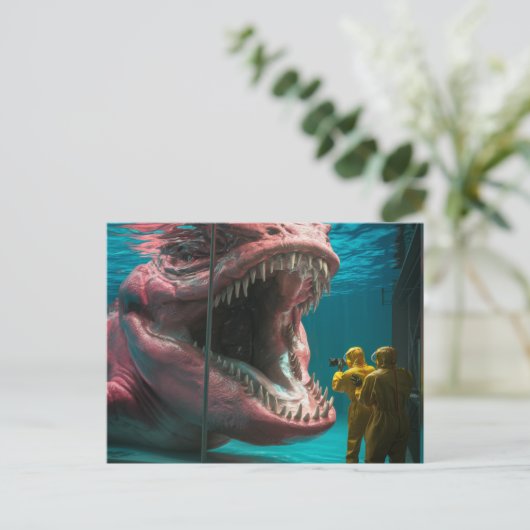 Roze onderzees monster briefkaart (Staand voorkant)