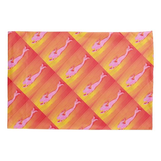 roze onderzeese mermaïdapatroon kussensloop (Achterkant)