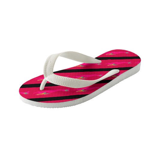 roze onderzeese mermaïden gestript kinder teenslippers (Schuin)