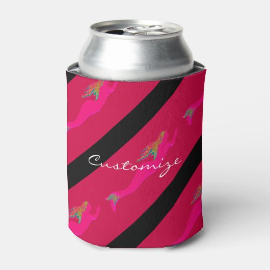 roze onderzeese mermaïden rood blikjeskoeler (Blikje Voorkant)