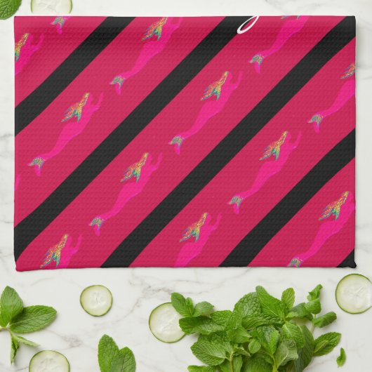 roze onderzeese zeemeermin theedoek (Gevouwen)