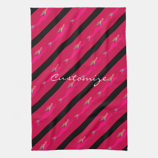 roze onderzeese zeemeermin theedoek (Verticaal)