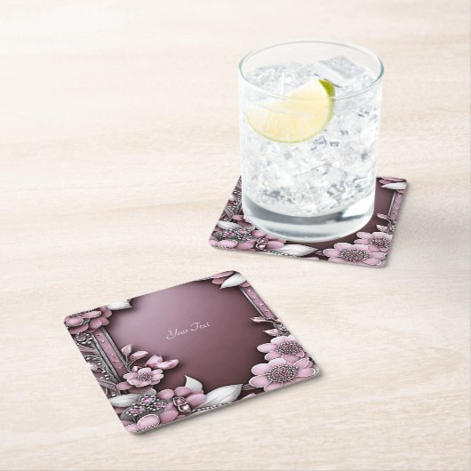 Roze Onderzetter Floral Paper (Insitu)