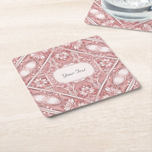 Roze Onderzetter Floral Paper (Schuin)