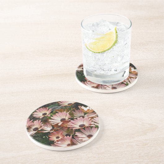 Roze Onderzetter van Afrikaanse Daisies Floral (Zijkant)