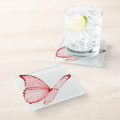 Roze Onderzetter van Butterfly (Schuin)