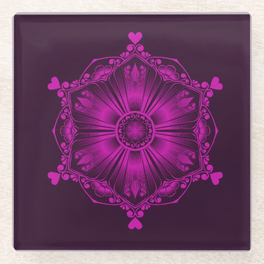 Roze onderzetter voor computerkunst. glazen onderzetter (Voorkant)