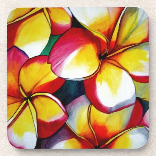 Roze onderzetters van Frangipani-bloemen (Voorkant)