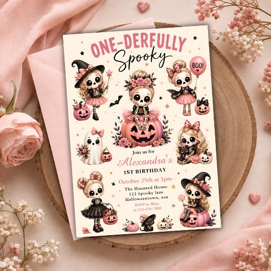 Roze One-derfully Enge 1e Verjaardag Kaart