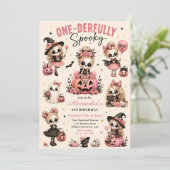 Roze One-derfully Enge 1e Verjaardag Kaart (Staand voorkant)