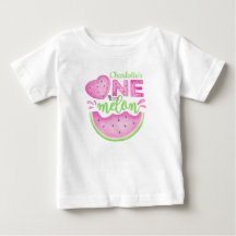 Roze One in a Melon 1e verjaardag Baby T-Shirt