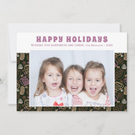 Roze One Line Art Artistieke Feestdagen Familie Fo Feestdagenkaart