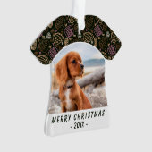 Roze one line Art Dog Pet-foto kerstcadeaus Ornament (voorkant)