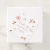 Roze One Little Pumpkin Verjaardag Party Square Bedankjes Labels (In situ)