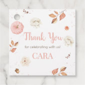 Roze One Little Pumpkin Verjaardag Party Square Bedankjes Labels (Voorkant)