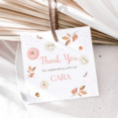 Roze One Little Pumpkin Verjaardag Party Square Bedankjes Labels