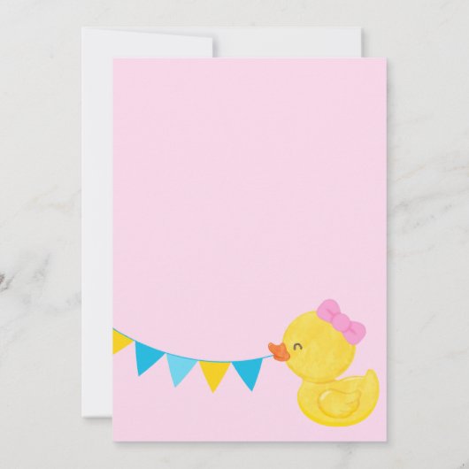 Roze One Lucky Duck Girl Rubber Duck 1e verjaardag Kaart (Achterkant)