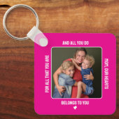 Roze One Photo Moederdag Gift Sleutelhanger (Voorkant)
