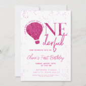 Roze Onederful Hot Air Balloon meisje 1e verjaarda Kaart (Voorkant)