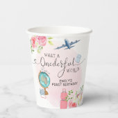 Roze ONEderful Wereld Meisjes 1e Eerste Verjaardag Papieren Bekers (Achterkant)