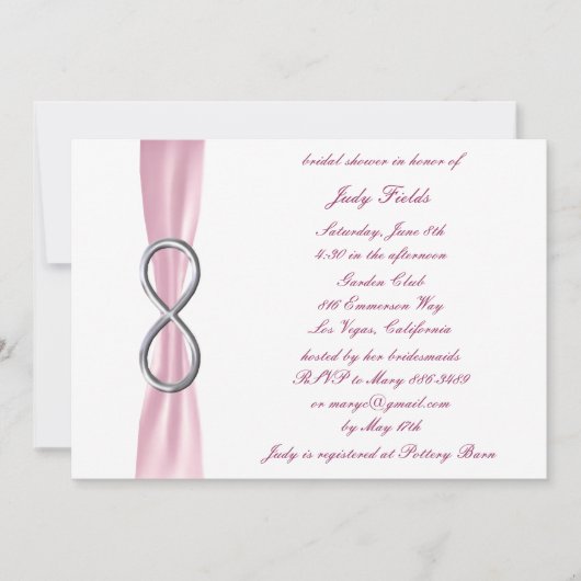 Roze Oneindig Bruiloftsuitnodiging Kaart (Voorkant)
