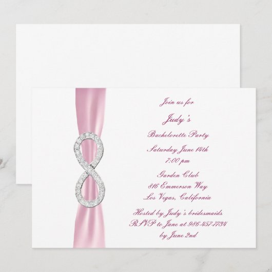 Roze oneindige uitnodiging van de Bachelorette (Voorkant / Achterkant)