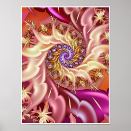 Roze oneindigheidsfractaalspiraal poster