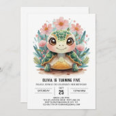 Roze Online Schildpad Meisje Verjaardag Kaart (Voorkant / Achterkant)