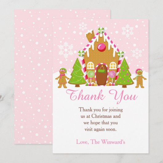 Roze ontbijt voor ontbijt bedankkaart (Voorkant / Achterkant)