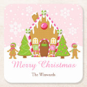 Roze ontbijt voor ontbijt kartonnen onderzetters (Voorkant)