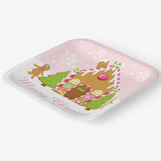 Roze ontbijt voor ontbijt papieren bordje (Gebogen)