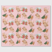 Roze ontbijtkoek+ Suikerbrood met kerstcadeautje Cadeaupapier (Vlak)