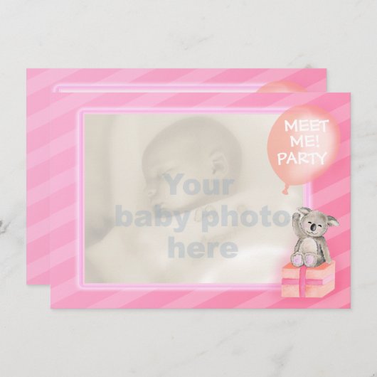 Roze ontmoet me een nieuwe uitnodiging voor een me (Voorkant / Achterkant)