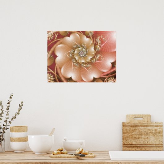 Roze ontwerp van het hart poster (Keuken)