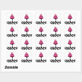 Roze ontwerperscake met zebraprintsticker vierkante sticker (Vel)