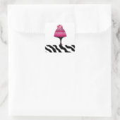 Roze ontwerperscake met zebraprintsticker vierkante sticker (Tas)