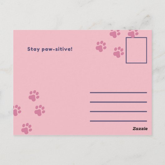 Roze onwel kat pictogrammen groet briefkaart (Achterkant)