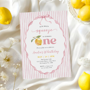 Roze onze hoofdtang Lemon 1e verjaardag Kaart