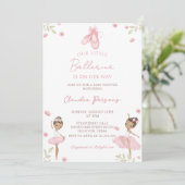 Roze onze kleine ballerina Baby shower uitnodiging (Staand voorkant)