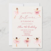 Roze onze kleine ballerina ballet verjaardagsfeest kaart (Voorkant)